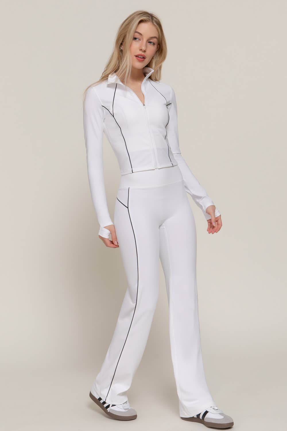 Long Sleeve Piping Detail Active Wear Jacket