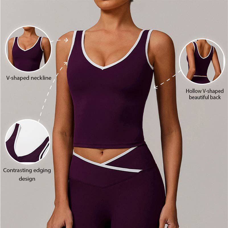 Tight nude contrasting color sports tank top