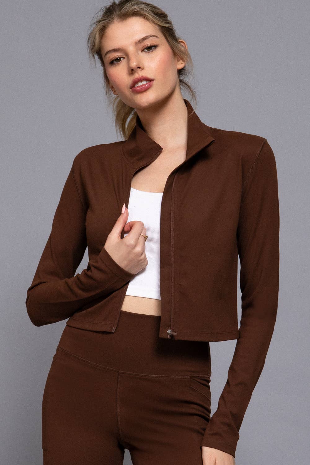 Long Sleeve High Neck Zip-Up Workout Jacket