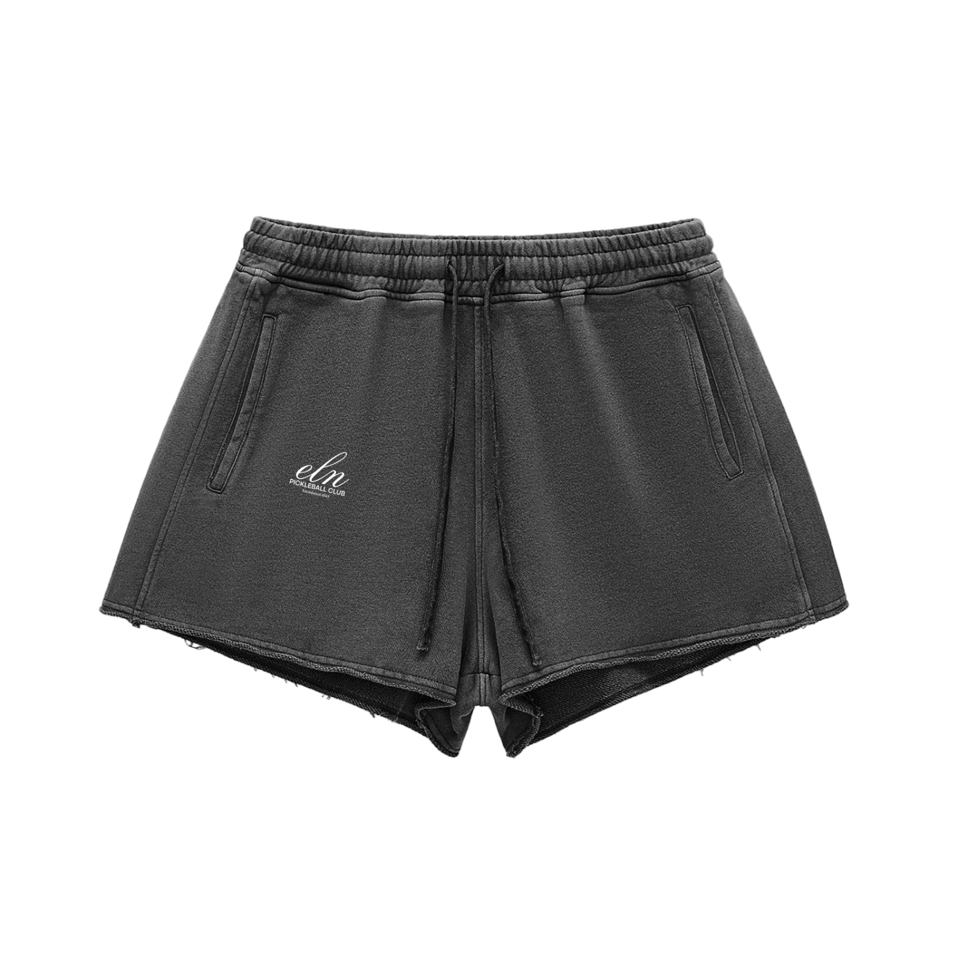 Snow Washed Raw Edge Drawstring Shorts