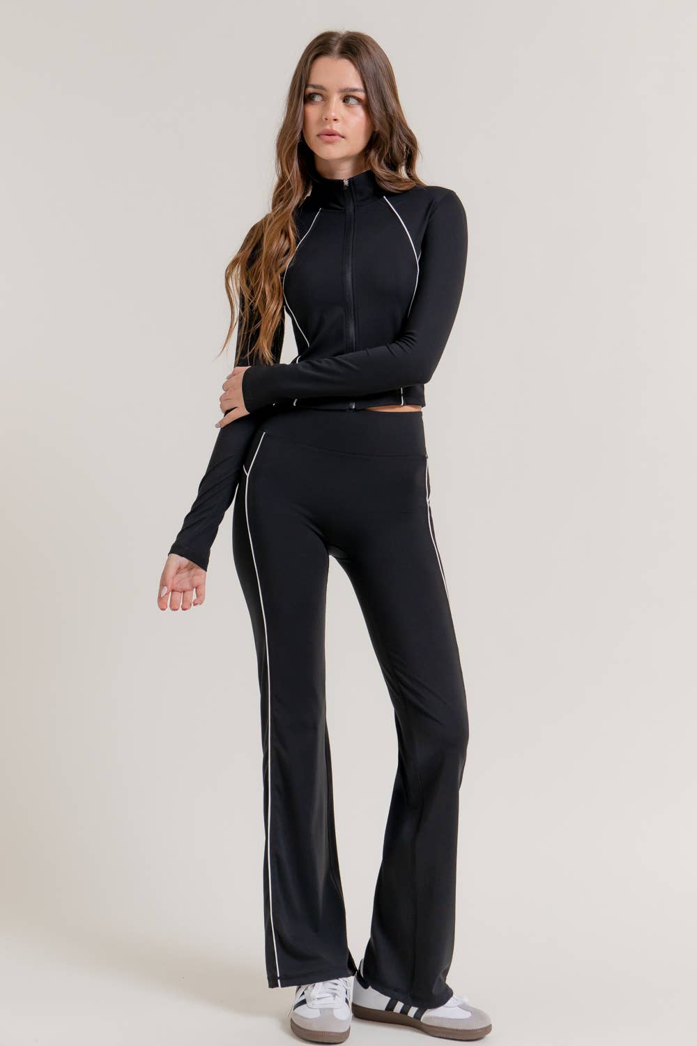 Long Sleeve Piping Detail Active Wear Jacket