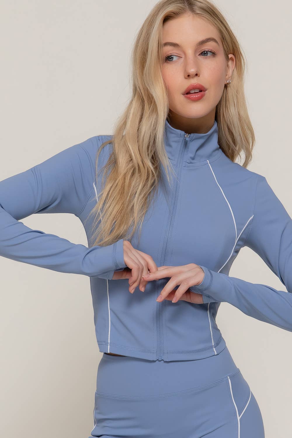Long Sleeve Piping Detail Active Wear Jacket