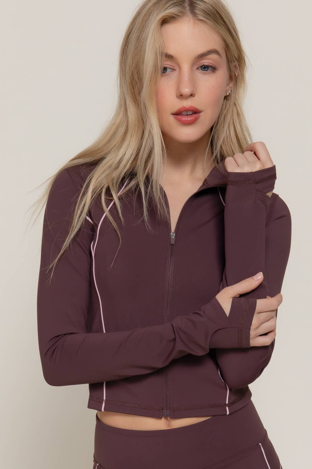 Long Sleeve Piping Detail Active Wear Jacket