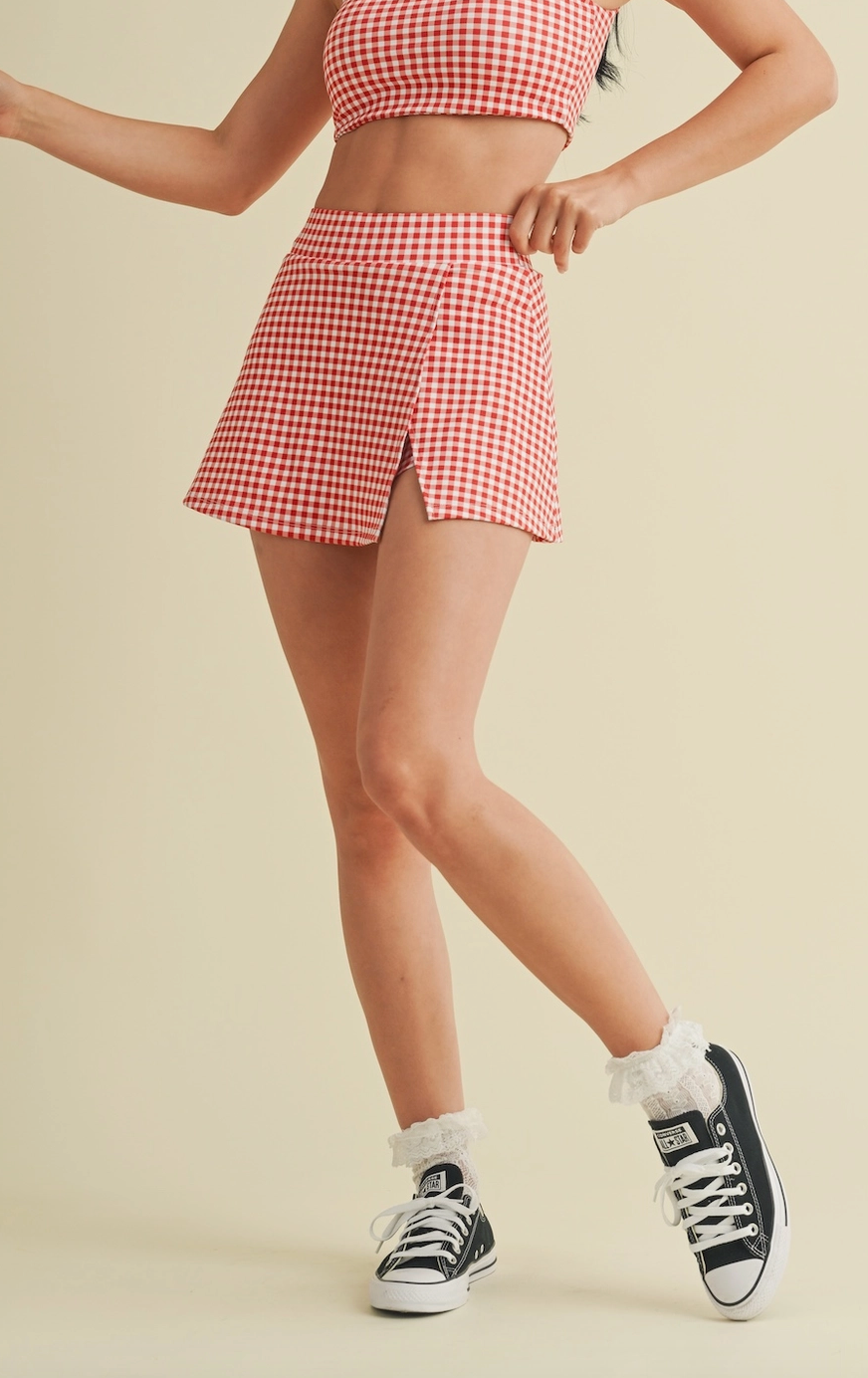 The Gingham Side-Slit Skort