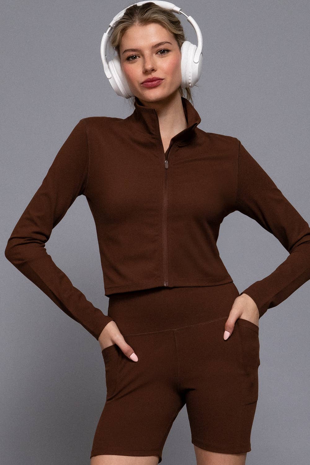 Long Sleeve High Neck Zip-Up Workout Jacket