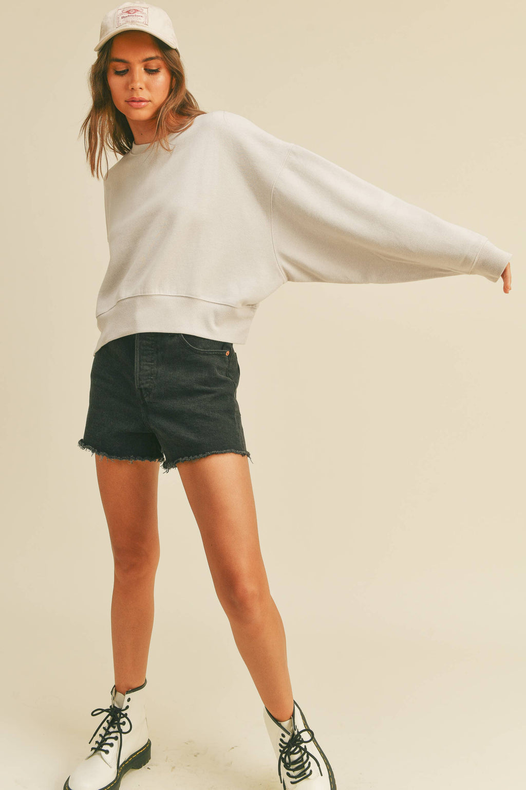 Blank Short Cropped Long Sleeve Sweatshirt