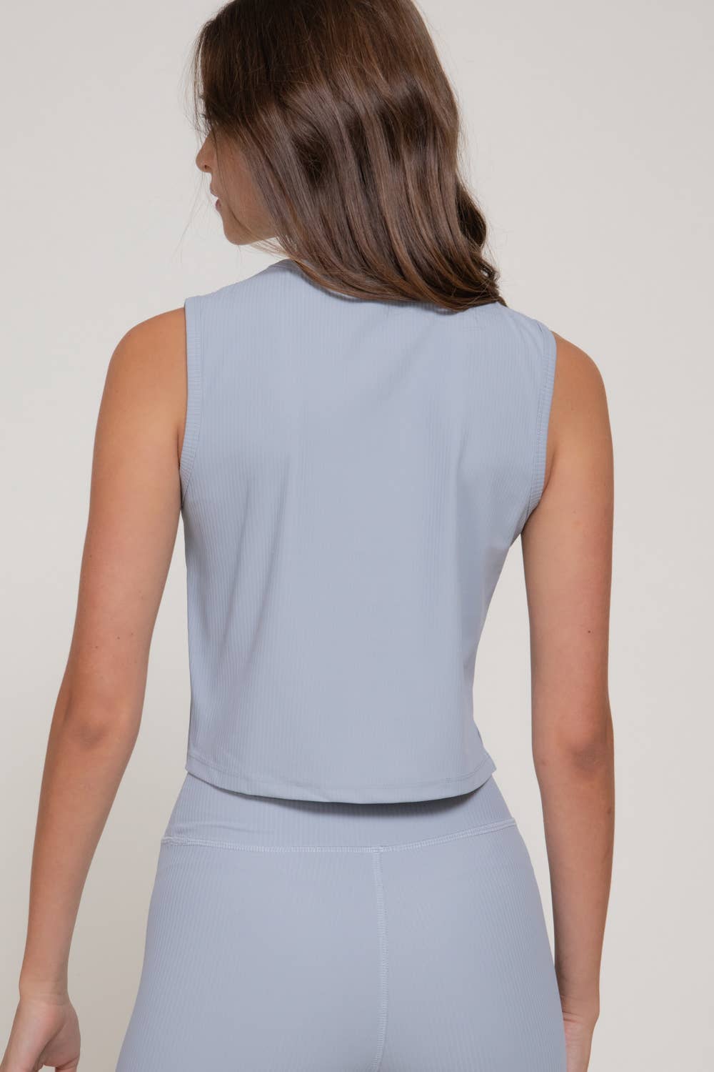 Sleeveless Round Neck Ribbed Workout Top with Side Slit