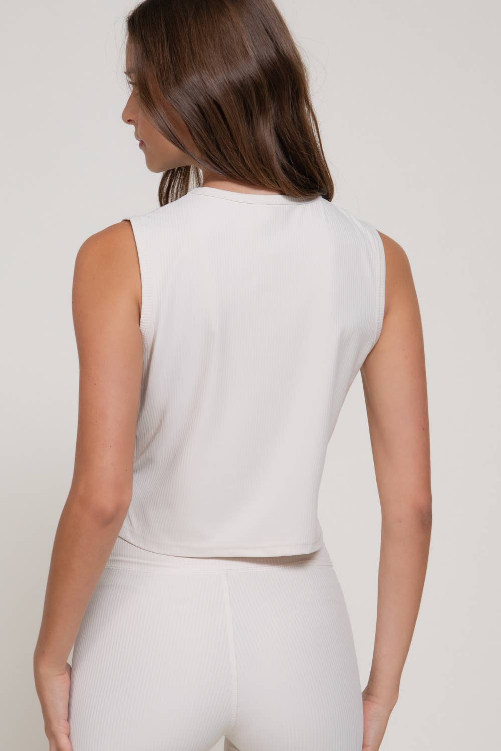 Sleeveless Round Neck Ribbed Workout Top with Side Slit