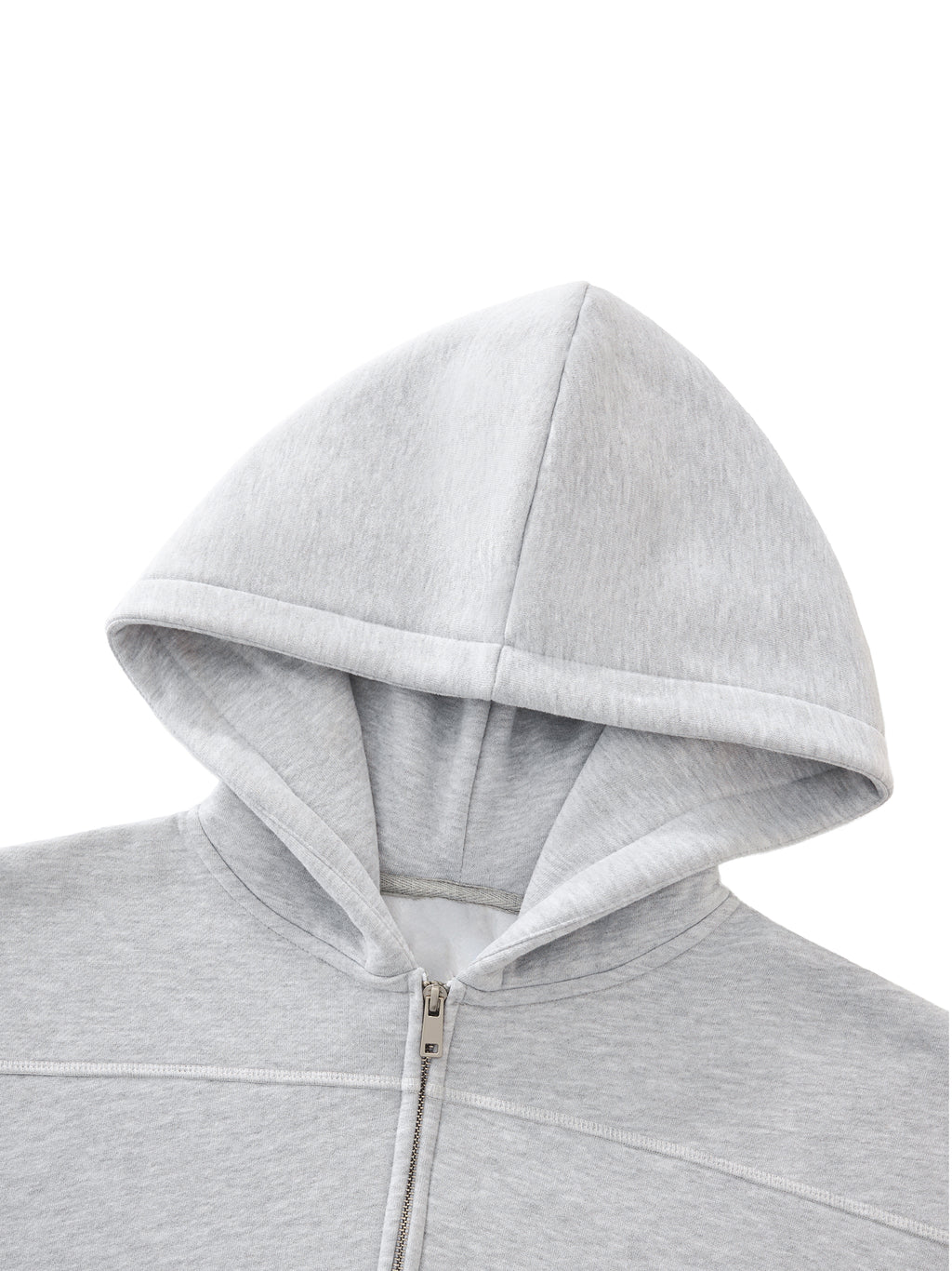 Contrast-Stitched Boxy Fleece Zip Hoodie